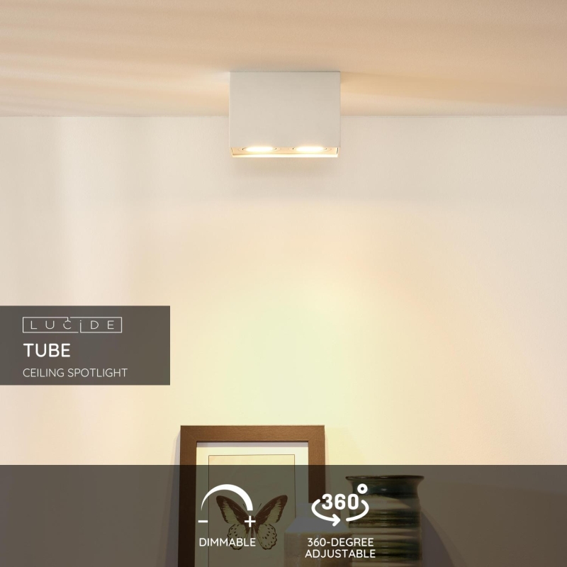 Lucide TUBE - Stropné bodové svietidlo - 2xGU10 - Biele